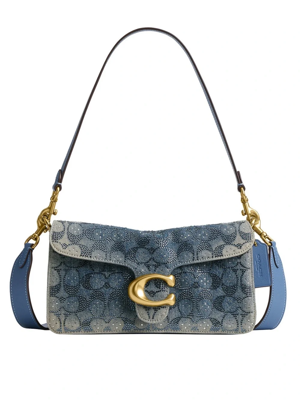 Coach Tabby 26 Crystal Denim Signature Shoulder Crossbody Bag Blue CEN85
